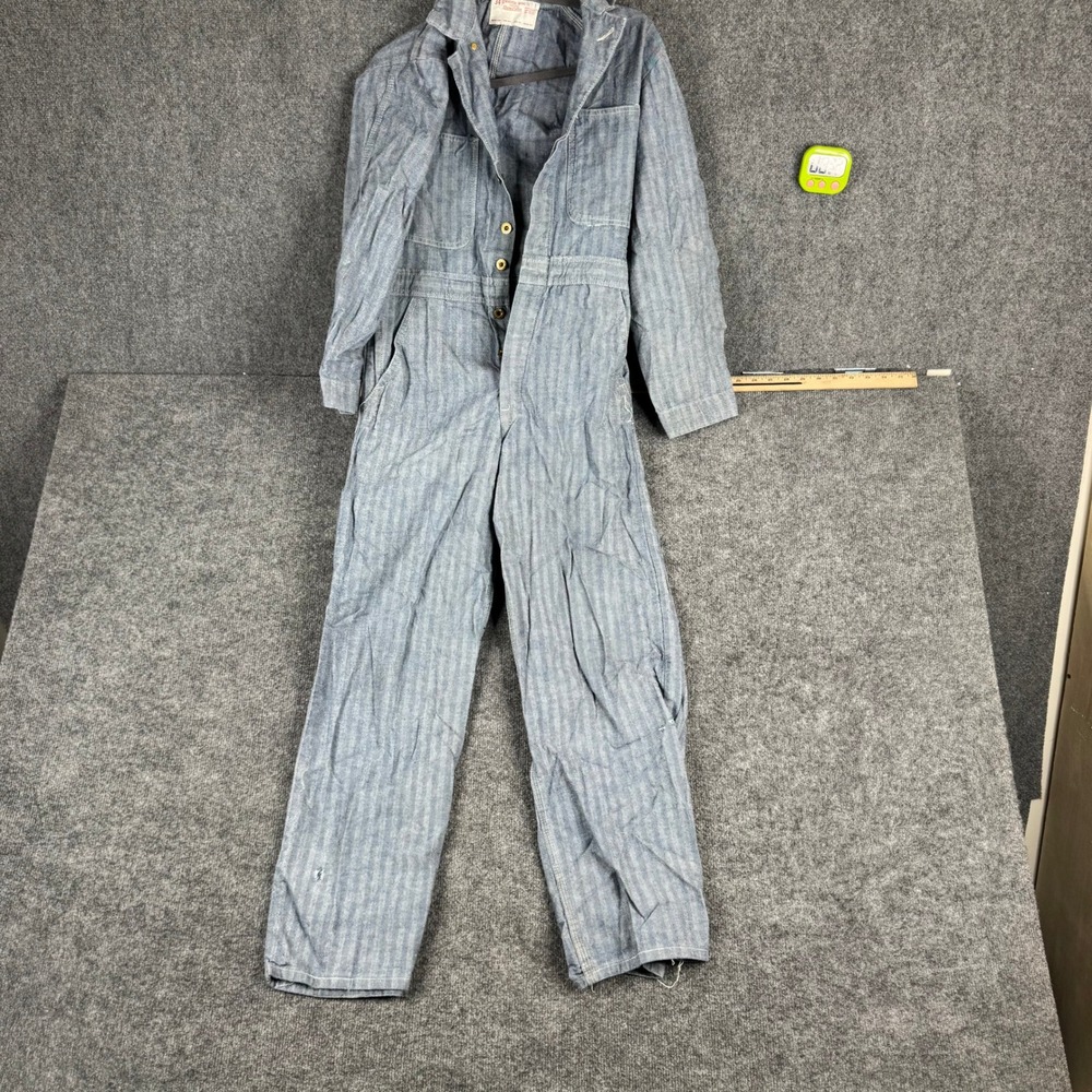 Universal Overall Co Coveralls Mens Size 34 Blue Herringbone Cotton Stone Cutter